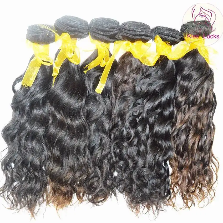 Fechadura de onda natural, ondulada e ondulada, cabelo cru brasileiro, malha de onda, primavera, beijos, fechaduras, original, sem odor