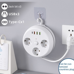 Placa de enchufe de extensión USB multifunción estándar europeo toma de corriente de cable retráctil multiorificio con enchufe USB y tipo C - Product Image 6