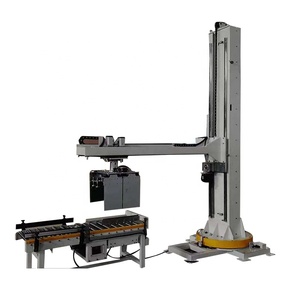 Food Feed Bags Cardboard Column <strong>Robotic</strong> Palletizer <strong>Machine</strong> With PLC <strong>System</strong> Single Column Carton Palletizer for 25kg 50kg 100kg