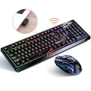 Juego de juegos UpKM01 Plug and Play Juego de teclado y mouse para juegos inalámbricos fotoeléctricos Combo para PC Configuración de computadora - Product Image 2