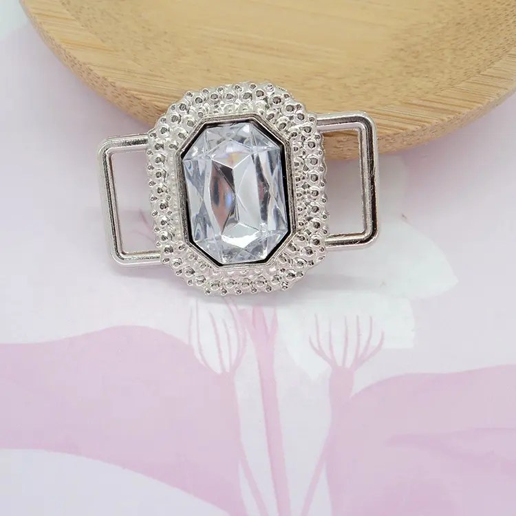 new style metal silver color jewelry crystal rhinestone metal buckle for swimwear connector for bikini suit