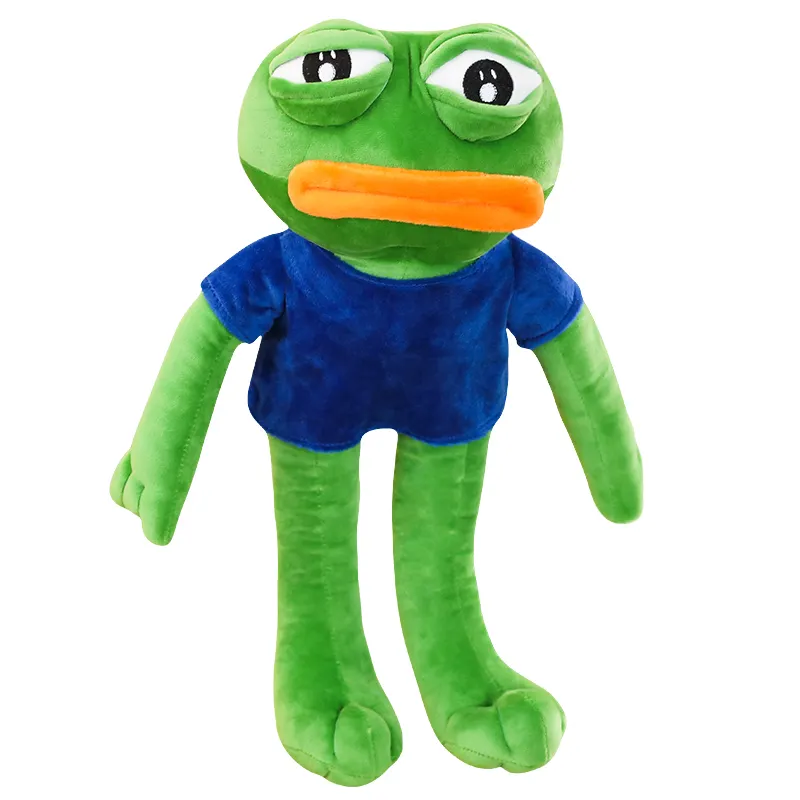 Peluche del fumetto mini rana peluche verde sad rana peluche animale giocattolo