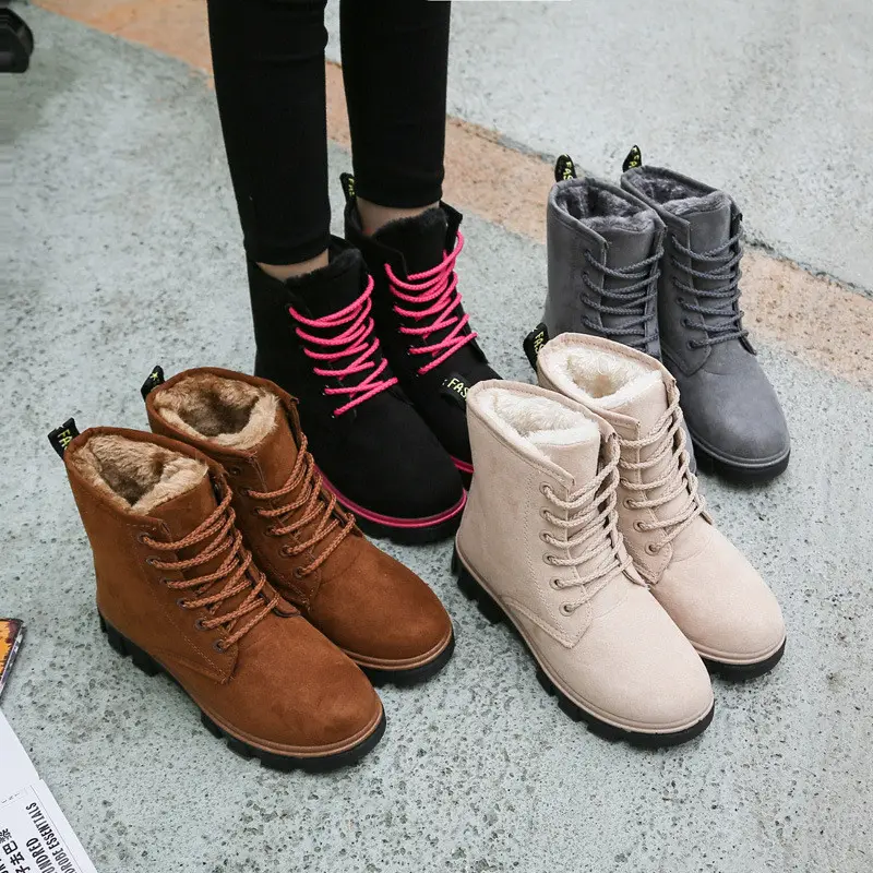 Botas cortas de algodón cálidas de Invierno para mujer, venta al por mayor, baratas