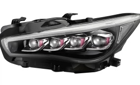 Module matriciel Q50l, phare à lentille rose.