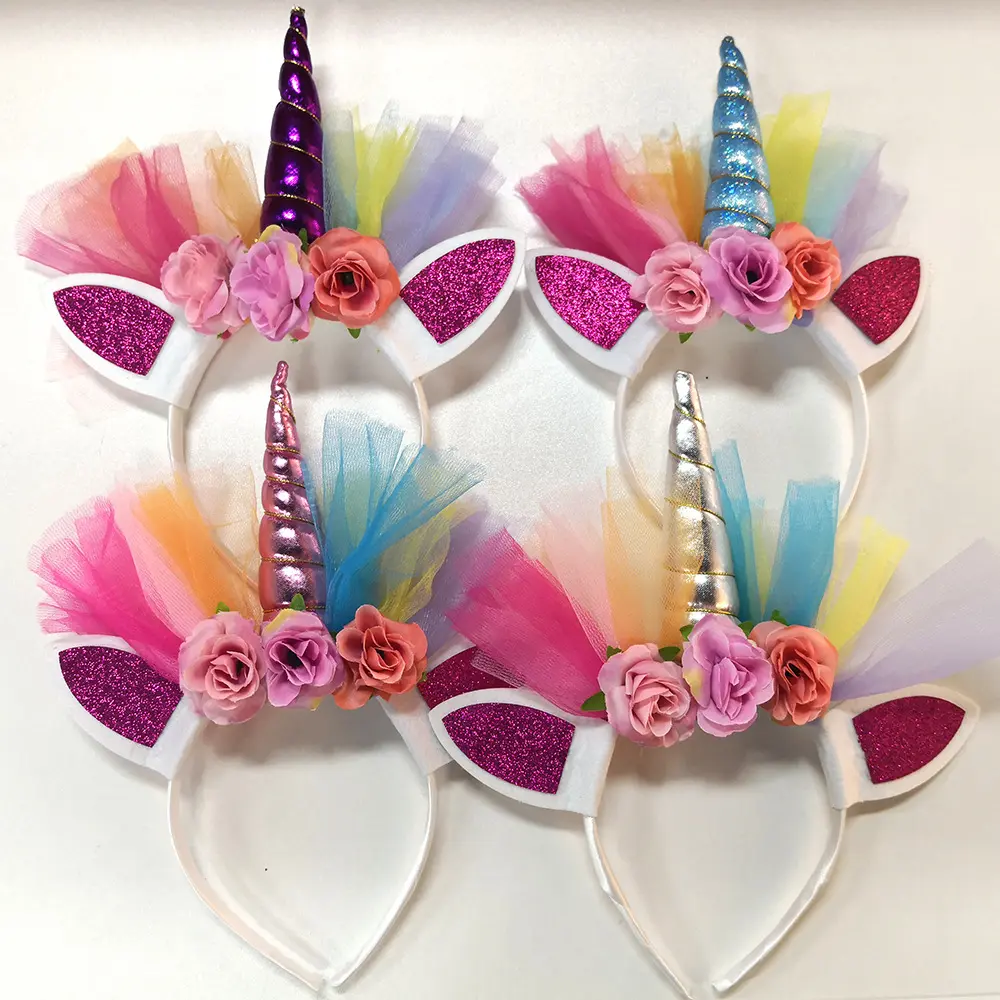 MQATZ accessori per capelli moda Baby Kids Flower Crown Hairband per ragazze Party Unicorn Headband
