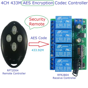 433M DC12V 4CH AES Controller di crittografia AES128 telecomando Keyfob scheda trasmettitore sostituire HCS301 codice di rotolamento 2262 EV1527 - Product Image 2