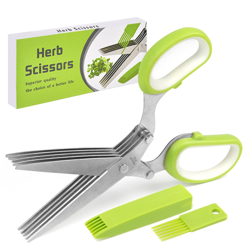 Ensemble de trois ciseaux verts et blancs