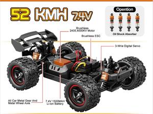 1/18 không chổi than tốc độ cao 4WD không thấm nước RC xe: hospeed lỗ đen, 2.4G đầy đủ tỷ lệ chuyên nghiệp RC sa mạc xe tải, 52 km/h - Product Image 5