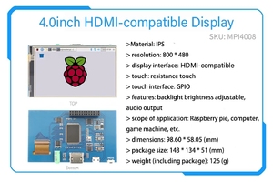 3,5 Zoll 4 Zoll 5 Zoll 7 Zoll 10,1 Display Raspberry Pi Lcd Resistiver kapazitiver Touchscreen für Raspberry Pi 3 4 - Product Image 2