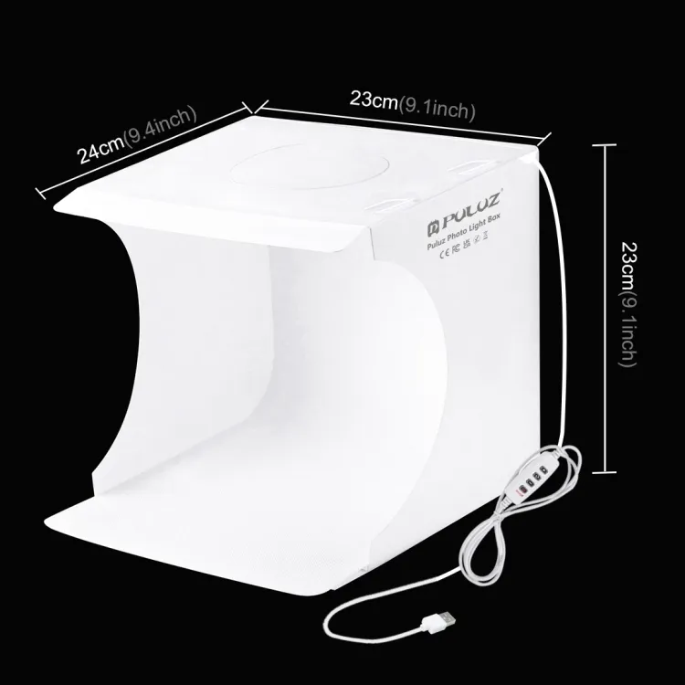 Vente en gros PULUZ 23cm Anneau LED Panneau Pliable Portable Lumière Photo Éclairage Studio Tente Boîte Kit Lumière LED pour photomaton