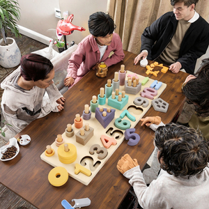 子供の教育木製アルファベット & ナンバーシェイプ学習パズル漫画おもちゃ2〜4年ボックスパック - Product Image 3