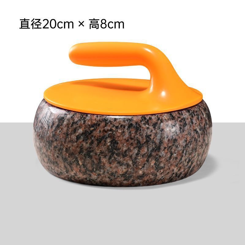 Red stone curling stone with yellow handle 20*8cm