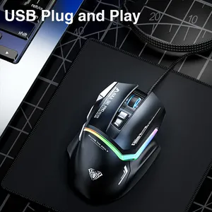 AULA S12pro Mouse da gioco in stile 3D 12800DPI RGB retroilluminato con Design ergonomico E-sport 7D Mouse 1600 USB per uso Desktop - Product Image 6