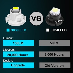 หลอดไฟ LED ลิ่ม3030 3SMD ใหม่สำหรับรถยนต์แผงหน้าปัดรถยนต์อัตโนมัติแผงมาตรวัดการอ่านไฟ T3 T4.2 B8.5 T5 T4.7 - Product Image 4