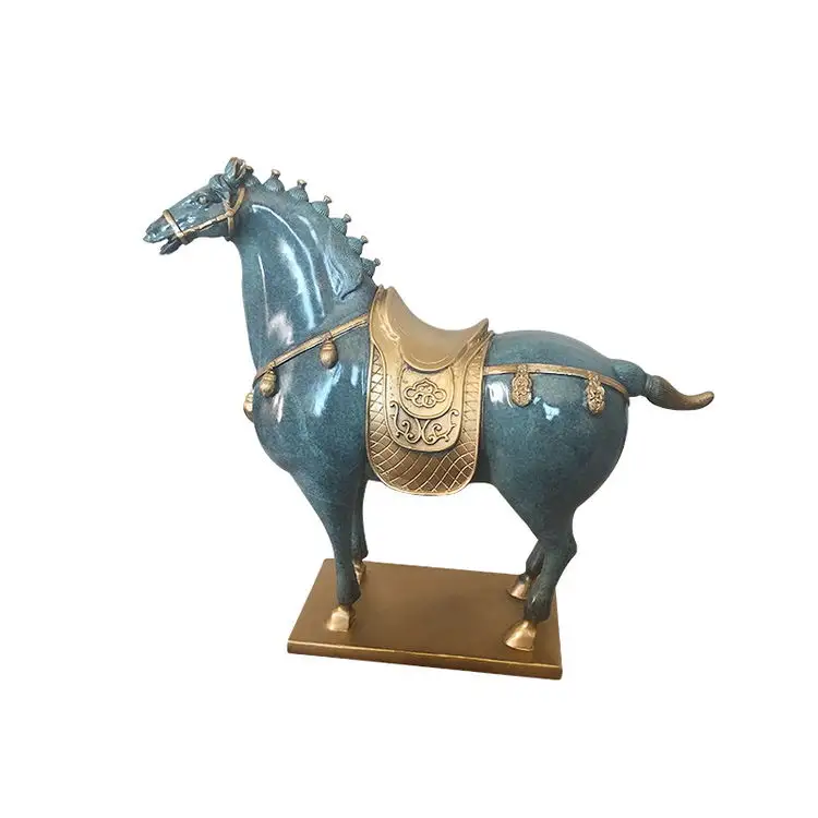 Cobre antiguo de coleccionables de estatuilla de caballo hermosa casa decoración Color caballo estatua