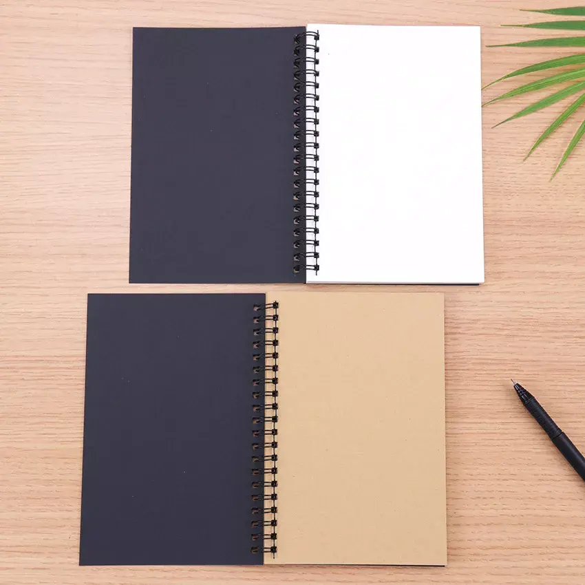 Hardcover Spirale Schule Büro Business Kunst liefert Notizbuch Black Paper Sketchbook Notepad Geschenkset