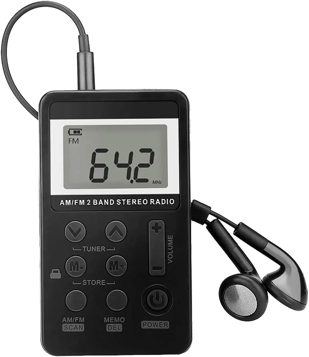 Usine de gros Mini Portable AM/FM 2 bandes stéréo Scan Radio avec écran LCD et haut-parleur écran numérique Mini Type