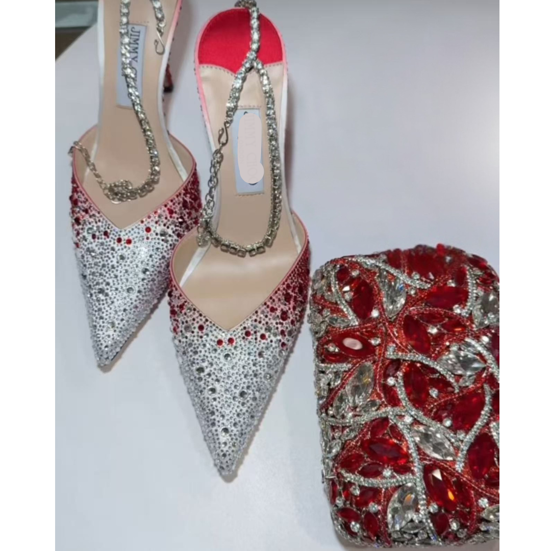 1 red shoes and bag