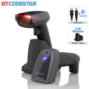 GTCODESTAR Lector de código de barras Bluetooth con carga Cradlememory Escáneres de código de barras 2D Escáner de código de barras de mano inalámbrico Android - Product Image 1