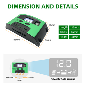 LCD-Display PWM Solar regler 12V/24V 10A 20A PWM Solar laderegler Für alle Batterien - Product Image 5