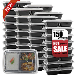 Microawave Reutilizable 3 Compartimentos Contenedores de preparación de comidas Inyección multifuncional PP Contenedor de almacenamiento de alimentos rectangular - Product Image 1
