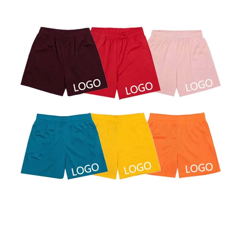 Shorts masculinos de malha, logotipo personalizado, design simples, dupla camada de treinamento, cargo 2023, verão