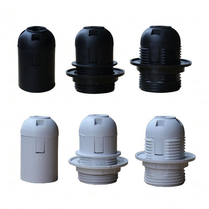Douille de lampe en plastique E27 noir blanc