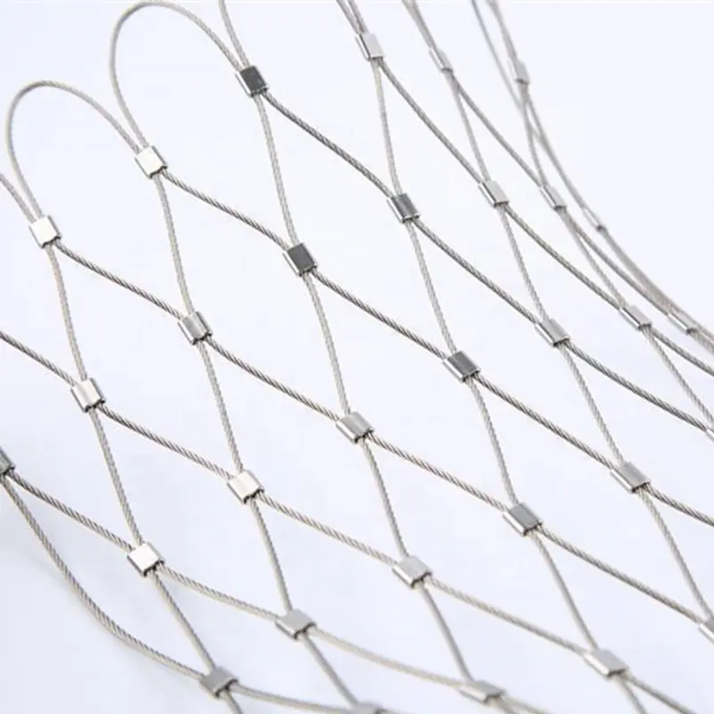 316 paslanmaz çelik metal tel yüksük kablo kare hayvanat bahçesi halat örgü