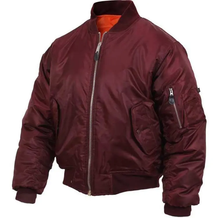 . Blouson d'aviateur d'hiver en nylon et satin de haute qualité avec logo personnalisé blouson d'aviateur blanc matelassé pour hommes