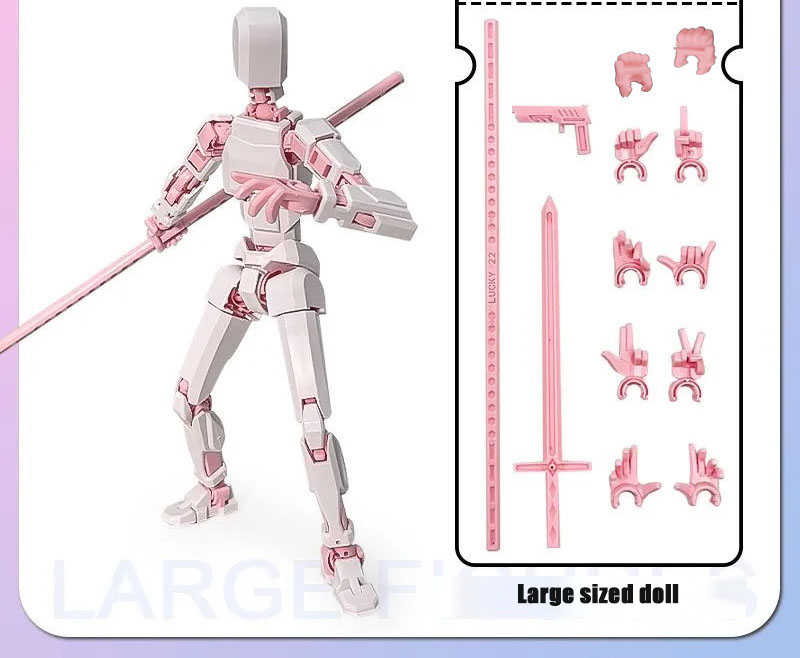 Figurine articulée de 20 cm - Blanc et rose
