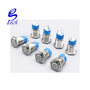 16 millimetri Interruttore di Pulsante del Metallo Anello di Alimentazione Della Lampada Simbolo Pulsanti Impermeabile HA CONDOTTO LA Luce Auto-lock Auto-reset 1NO1NC - Product Image 3