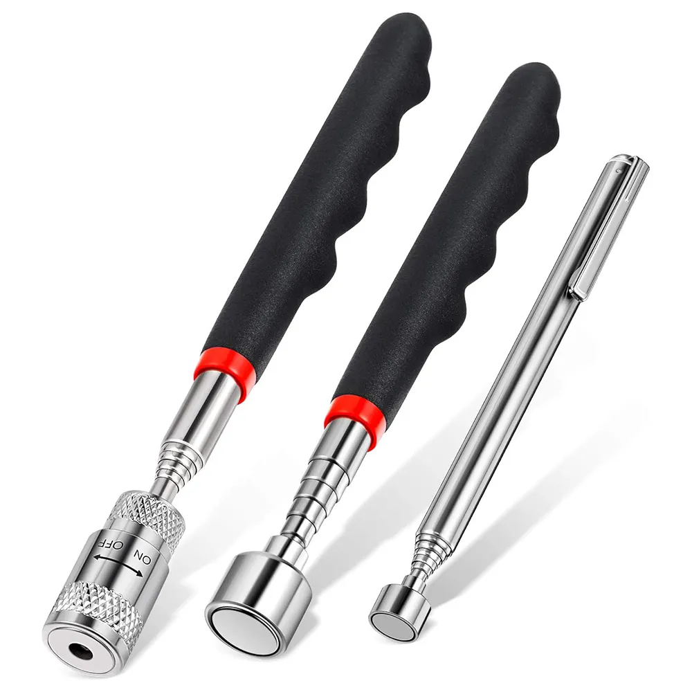 3 Pieces Telescoping Magnet Pickup Tools Include 8 lb LED Light Magnet Pickup and Magnetic Stick Gadget in 20 lb and 3 lb