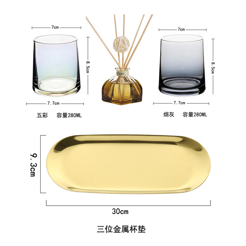 Five-Colored Ash Incense Burner with Three-Tier Gold Tray - Dongxu