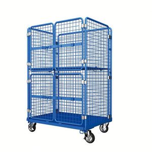 Estante de Metal galvanizado plegable de alta resistencia, carrito de palé de alambre de acero para logística de almacén, contenedor de almacenamiento apilable de carga - Product Image 3