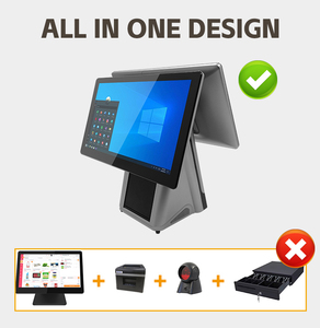 15.6 pollici doppio schermo pos monitor per computer tutto in uno schermo touch Screen punto di vendita macchina dispositivo di sistema pos con scanner di codici a barre - Product Image 2