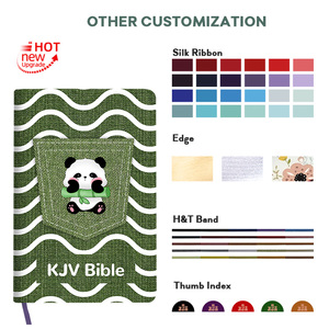 Customized Design High Quality UV Logo Large Size Scriptural Denim Fabric Grey Card Cover King James Version Study Bible - Product Image 6