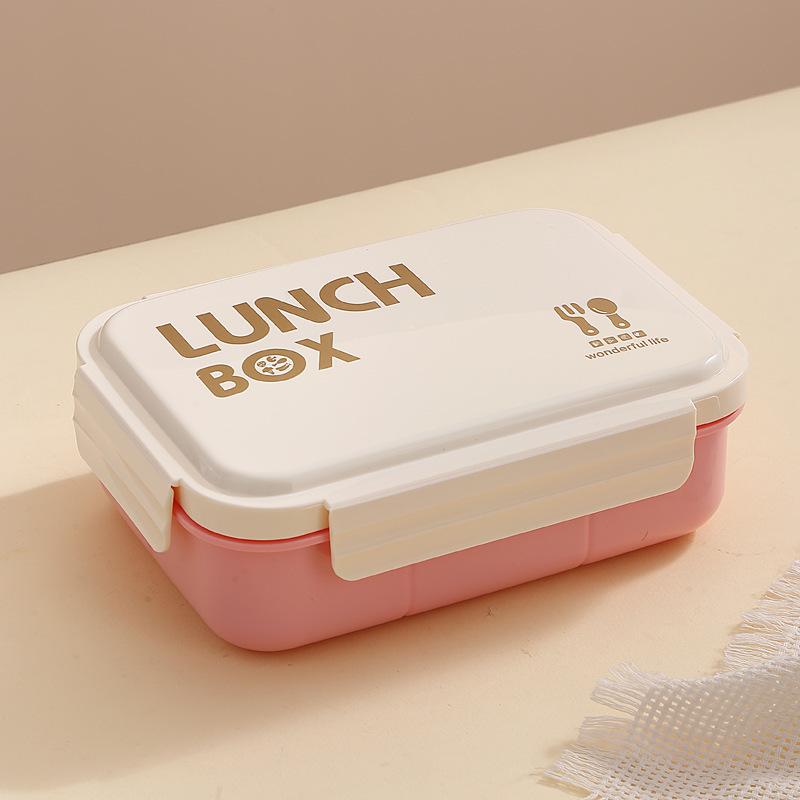 Boîte à lunch rose monocouche à quatre compartiments