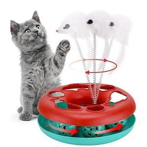 室内猫的猫玩具，互动小猫玩具滚轴轨道带猫薄荷弹簧宠物玩具带健身球预告鼠标 - Product Image 1