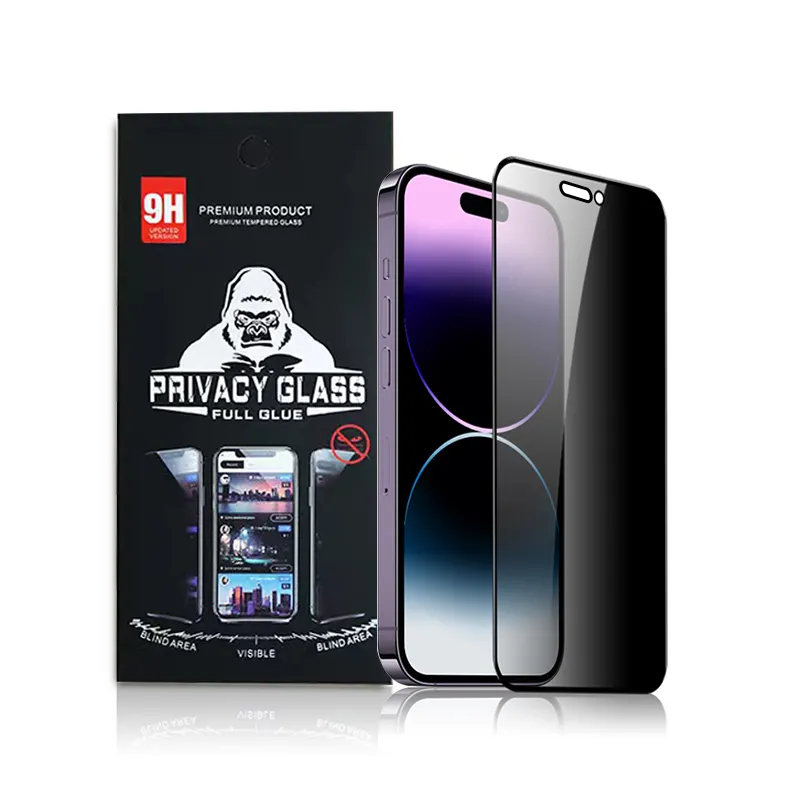 Protezione dello schermo del telefono in vetro temperato anti-spia 360 grado protezione completa 9H vetro per iphone 15 pro max