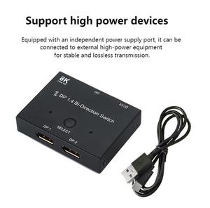Conmutador DE PUERTO DE PANTALLA 8K, interruptor manual bidireccional, conmutador Displayport de Salida 2 en 1, conmutador bidireccional DP 1,4 DP