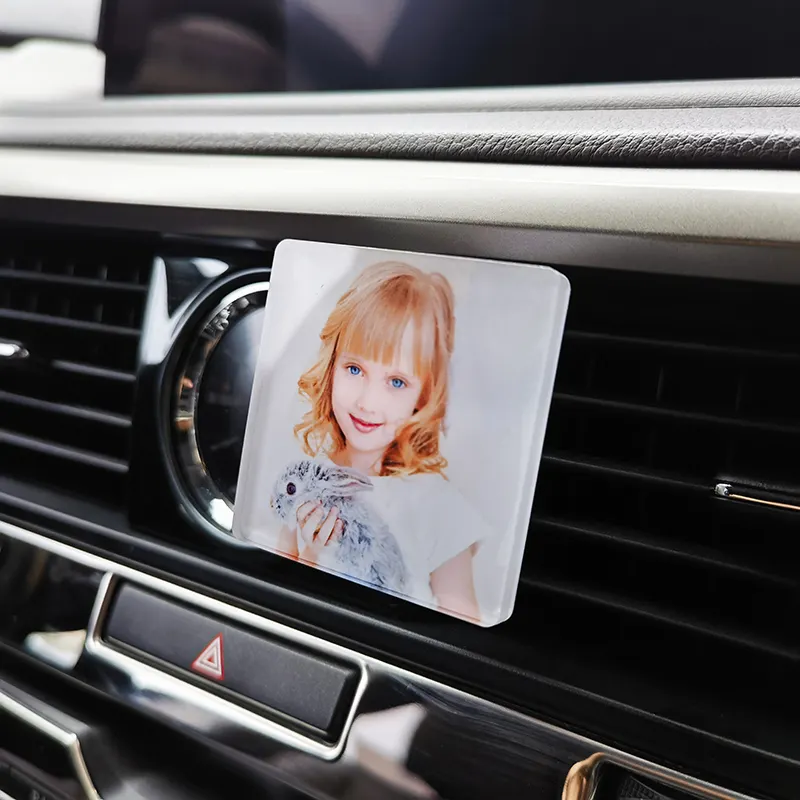 Klip Ventilasi udara mobil akrilik sublimasi, dekorasi Interior mobil klip penyegar udara mobil Gambar personal