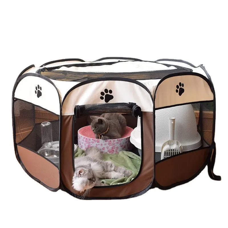 S (74*74*43cm) Casas de tienda de campaña para perros Plegable Interior Cachorro Gatos Jaula para mascotas Cerca Octágono Perreras portátiles al aire libre jaula pájaro para la venta