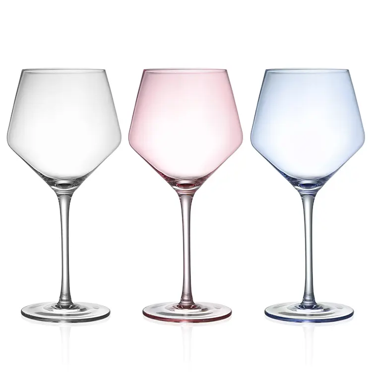 Oblet-cristal de tallo largo para vino tinto y blanco, cristal personalizado sin plomo, 6 unidades