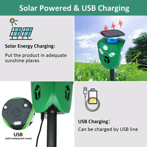 Outdoor Solar Animal Repeller 360 Degrees with Strong LED Flashing Light Wild Animal Deterrent Ultrasonic Monkey Repeller - Product Image 3