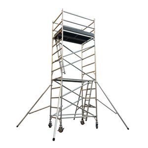 หอคอยนั่งร้านอลูมิเนียมแบบเคลื่อนที่ แบบกว้างเดี่ยว/คู่ พร้อมบันไดแนวตั้ง - Product Image 1