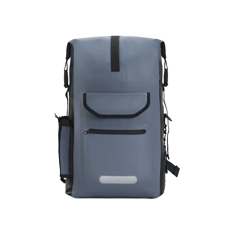 Fabricação de mochila impermeável de lona de pvc 500d com estampa de cliente, novo estilo, para camping, caminhadas, mochila seca