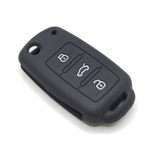 3-button Silicone Car <strong>Key</strong> Cover with Pure Black Appearance and White <strong>Keys</strong> for Volkswagen Golf and Other Models - Product Image 1