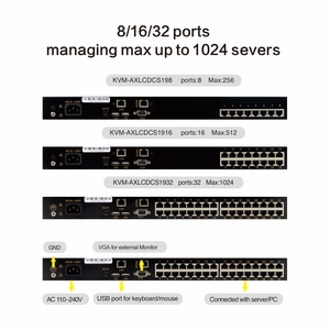 Rj45 4 8 16端口液晶kvm控制台Cat5 17 19英寸kvm交换机4k 1080p 8输入1输出Kvm - Product Image 2