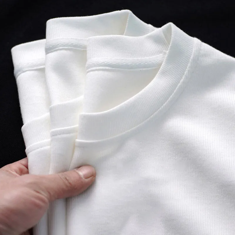 Custom Print Effen Wit T-Shirt 500G Zwaargewicht 100% Katoenen Draad Halslijn Oversized Halve Mouw T-Shirts Voor Mannen