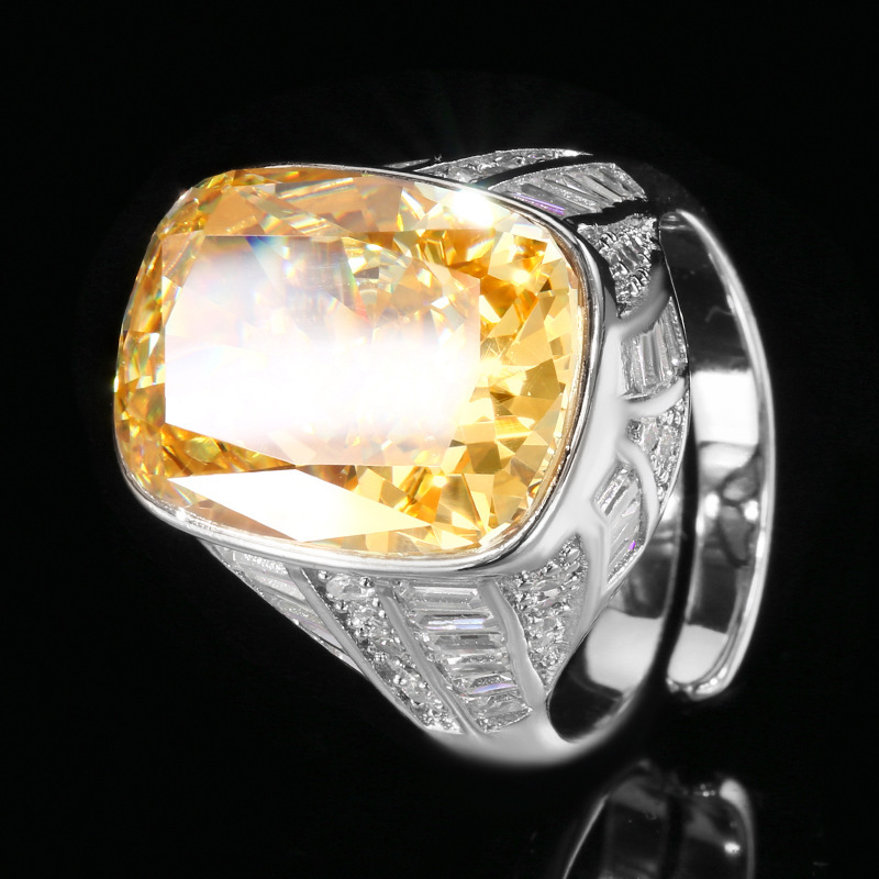 open size Ice Flower cut yellow diamond ring